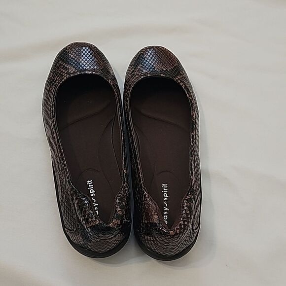 Easy Spirit Gabbie 3 Brown & Black Snake Print Slip On Ballet Flat 9.5 W - Picture 2 of 7